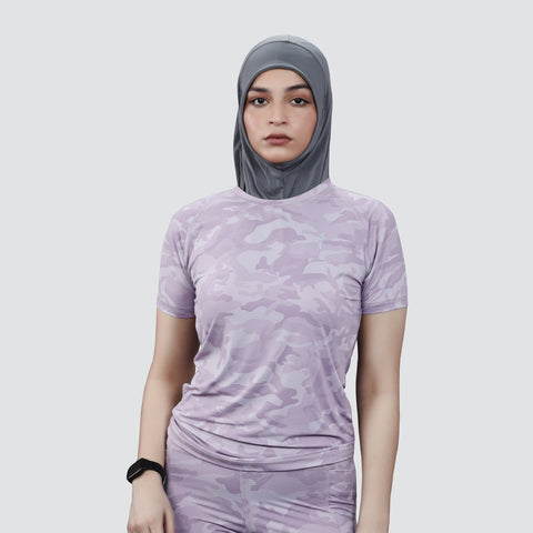 Women’s Camo Activewear Breathable T-Shirts - Camo Purple
