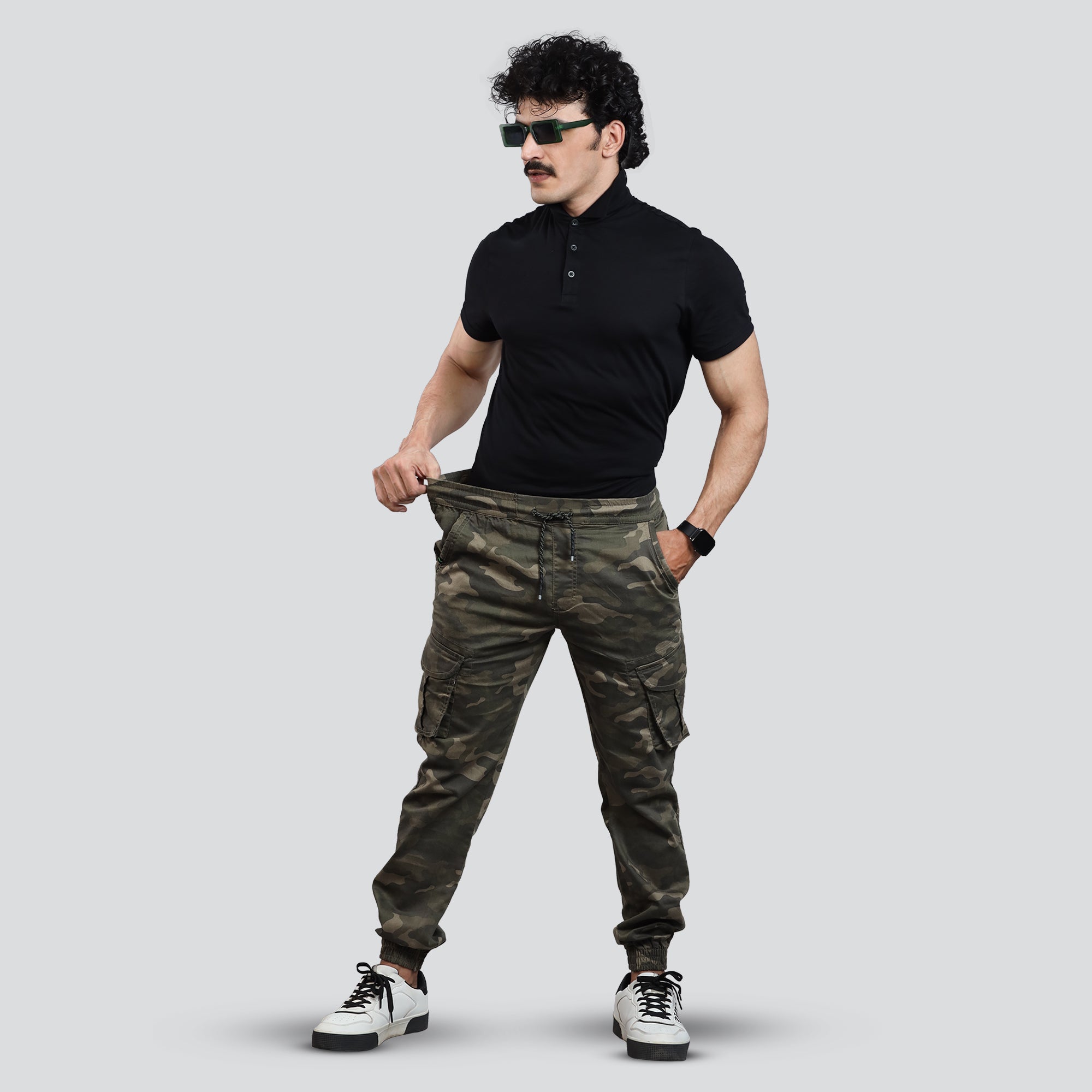 Men's Camouflage Cargo Pants, Stretchable Trousers With 6 Pockets - 30 /  Camouflage