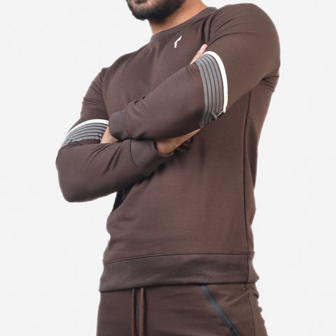 French Terry Sweatshirt Sports Casual Fitness For Men's - Brown