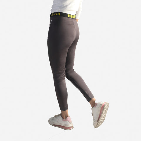 Women’s Base Layer Workout Athletic Leggings With Strip - Grey