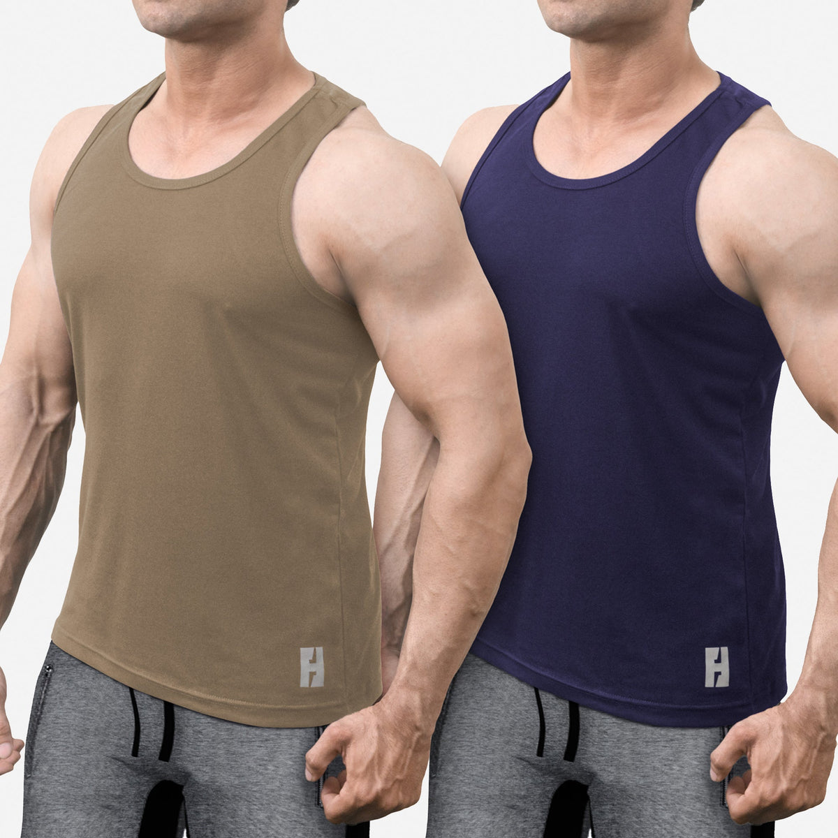 Men's Athleisure Tank Tops Sleeveless T-Shirts For Workout - Pack of 2