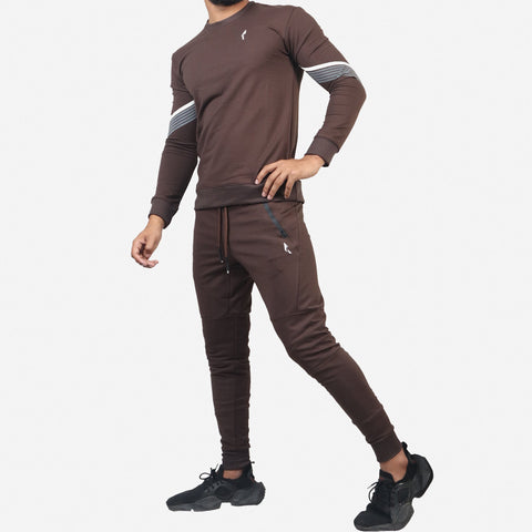 French Terry Tracksuit 2 Piece Sweatsuit Set Athletic Suit - Brown