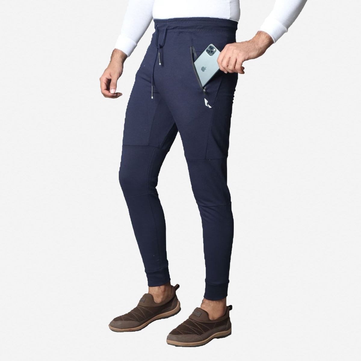 French Terry Trousers For Sports Casual Fitness Jogging - Navy Blue