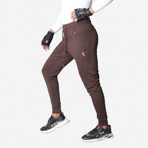 French Terry Trousers For Sports Casual Fitness Jogging - Brown