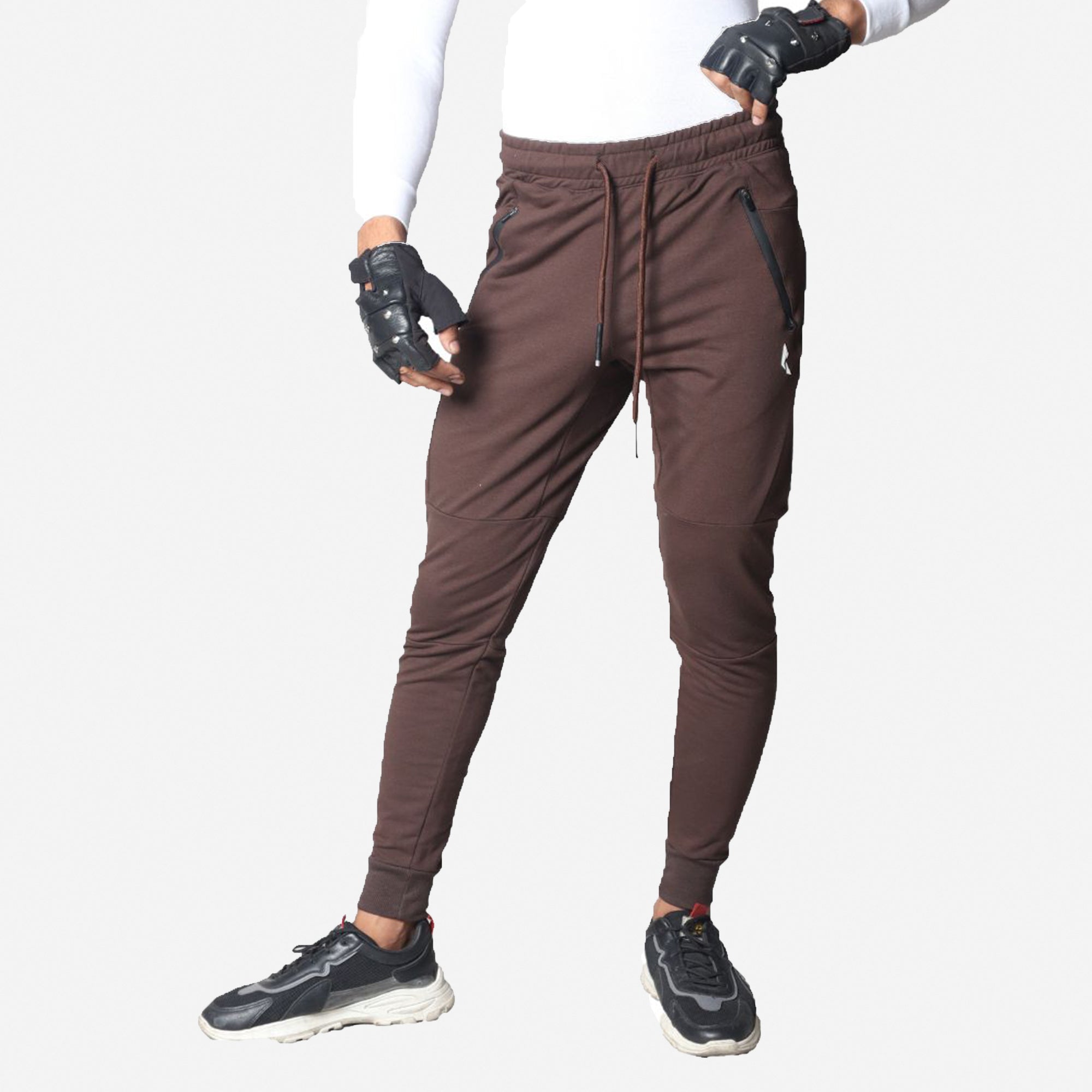French Terry Trousers For Sports Casual Fitness Jogging - Brown