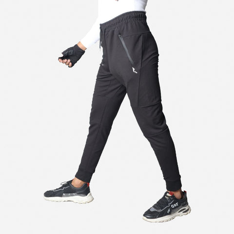 French Terry Trousers For Sports Casual Fitness Jogging - Black